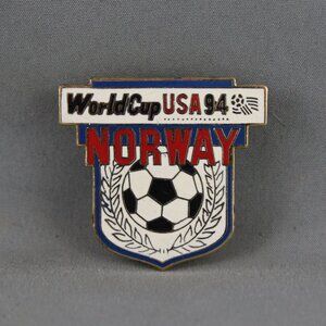 1994 World Cup of Soccer Pin - Norway Shield Design by Peter David - Metal Pin